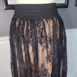 Black Illusion Lace Skirt